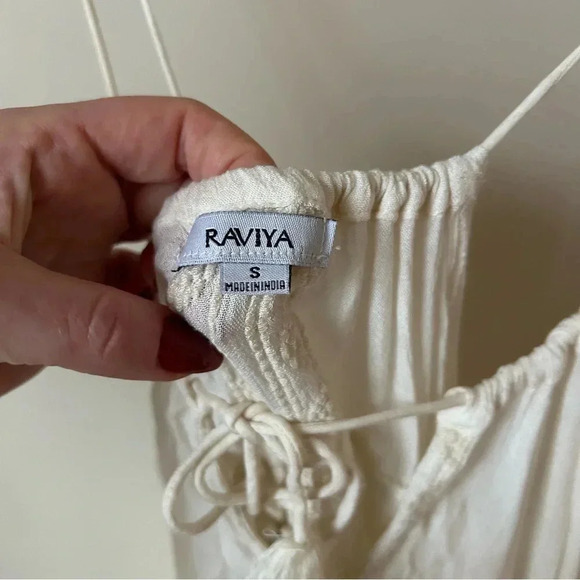 Raviya Cream Ivory Slip Sleeveless Mini Boho Embroidered Babydoll Dress Small - Picture 3 of 7